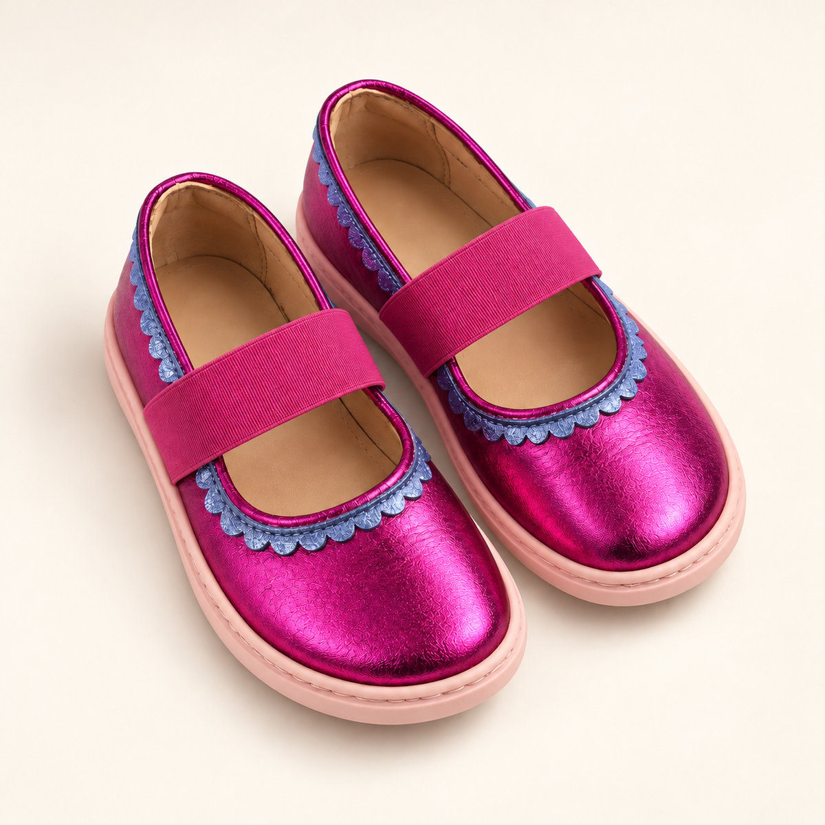 Hot Pink Metallic Barefoot Mary Jane