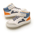 Tip Toey Joey Landy high-top first walker sneakers in Tapioca, Slate Blue and Tangerine