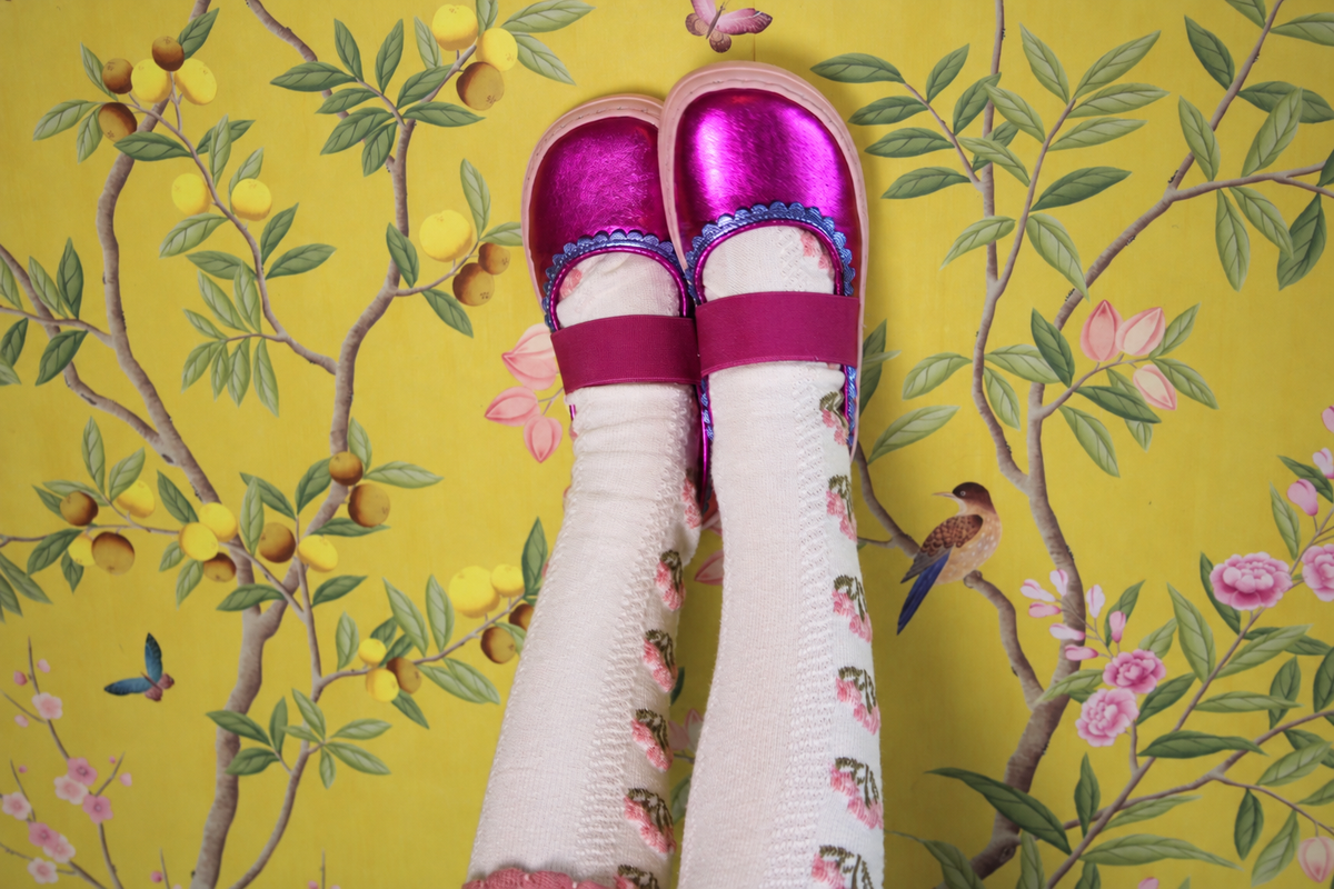 Hot Pink Metallic Barefoot Mary Jane