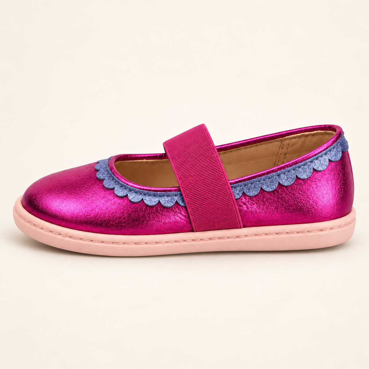 Hot Pink Metallic Barefoot Mary Jane